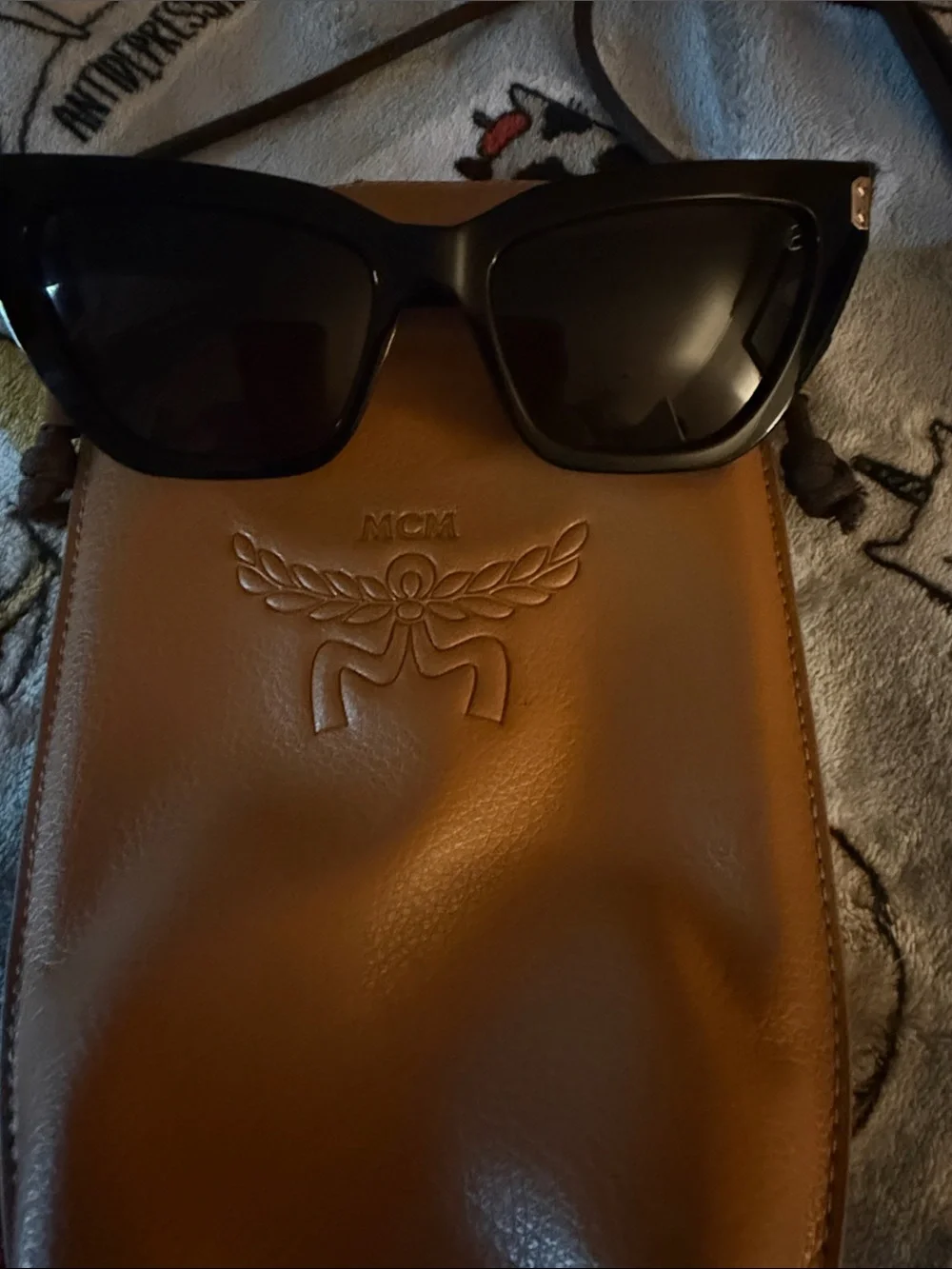 MCM Black Frame Sunglasses with Cognac Case